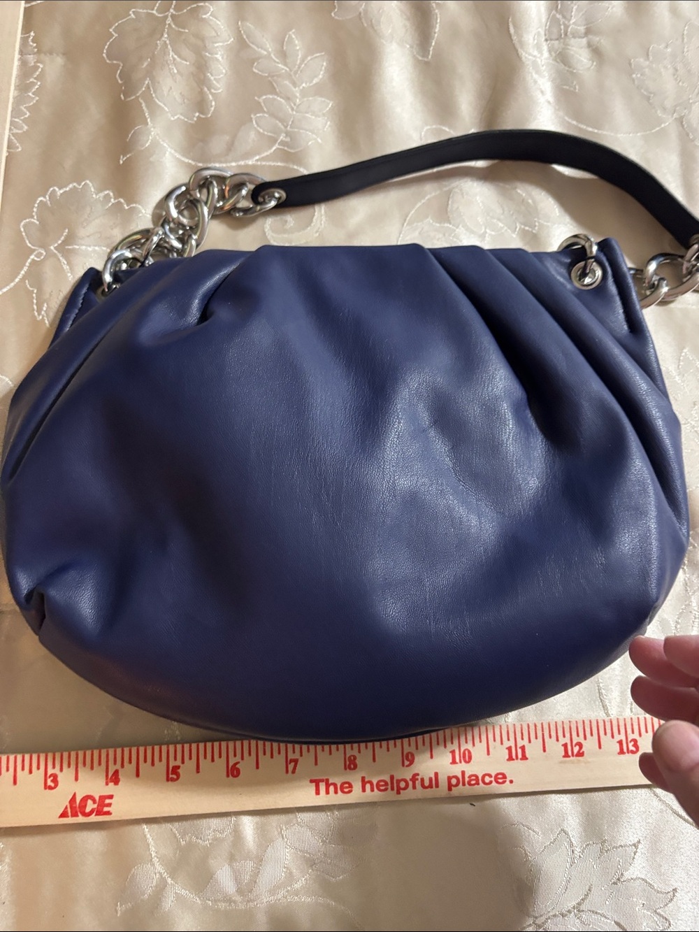 Kendall & Kylie Navy Blue Leather Chain-Handle Shoulder Bag - Picture 3 of 7